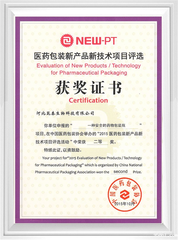 技术项目评选获奖证书